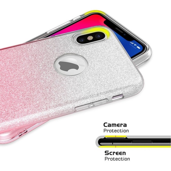 iPhone X Case - 2 Tone Sparkle Pink & Silver - Picture 4 of 6